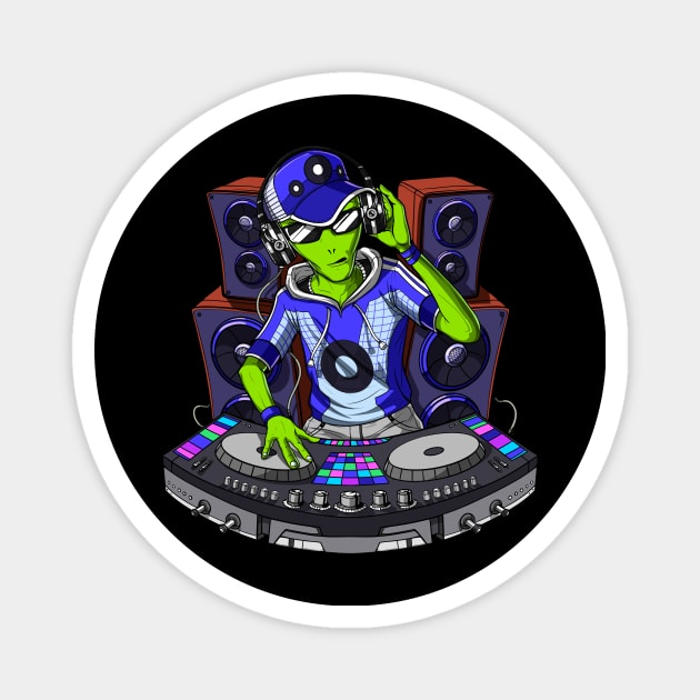 Space Alien Music DJ Magnet by underheaven